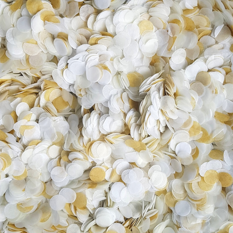 Modern Gold, Ivory & White Confetti Circles - properconfetti.myshopify.com