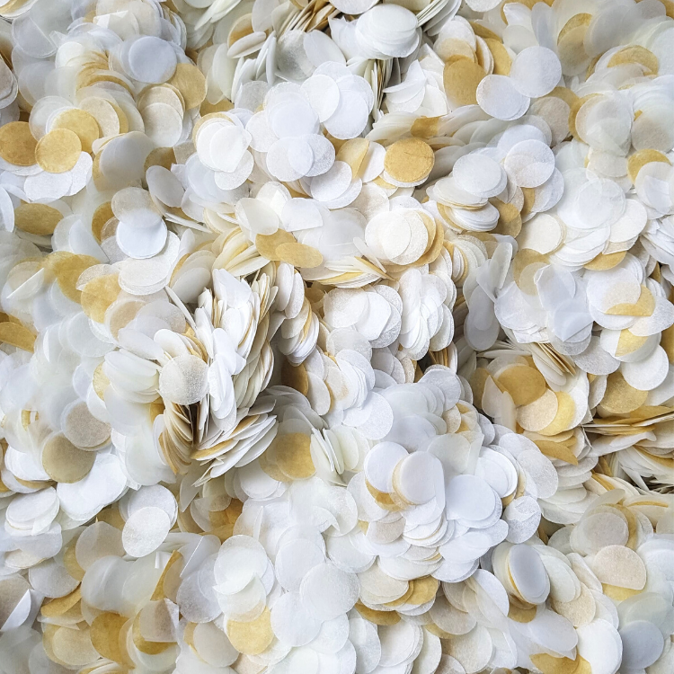 Modern Gold, Ivory & White Confetti Circles - properconfetti.myshopify.com