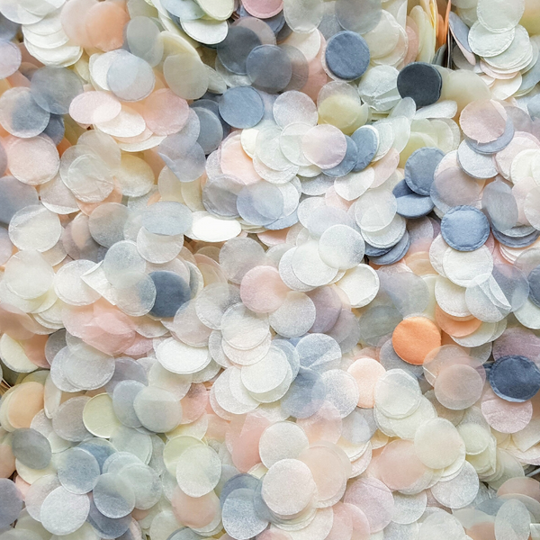 Grey, Ivory & Peach Confetti Circles - properconfetti.myshopify.com