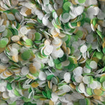 Green, white & gold biodegradable confetti texture detail