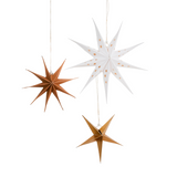 Gold, White & Kraft Hanging Star Set (3 stars)