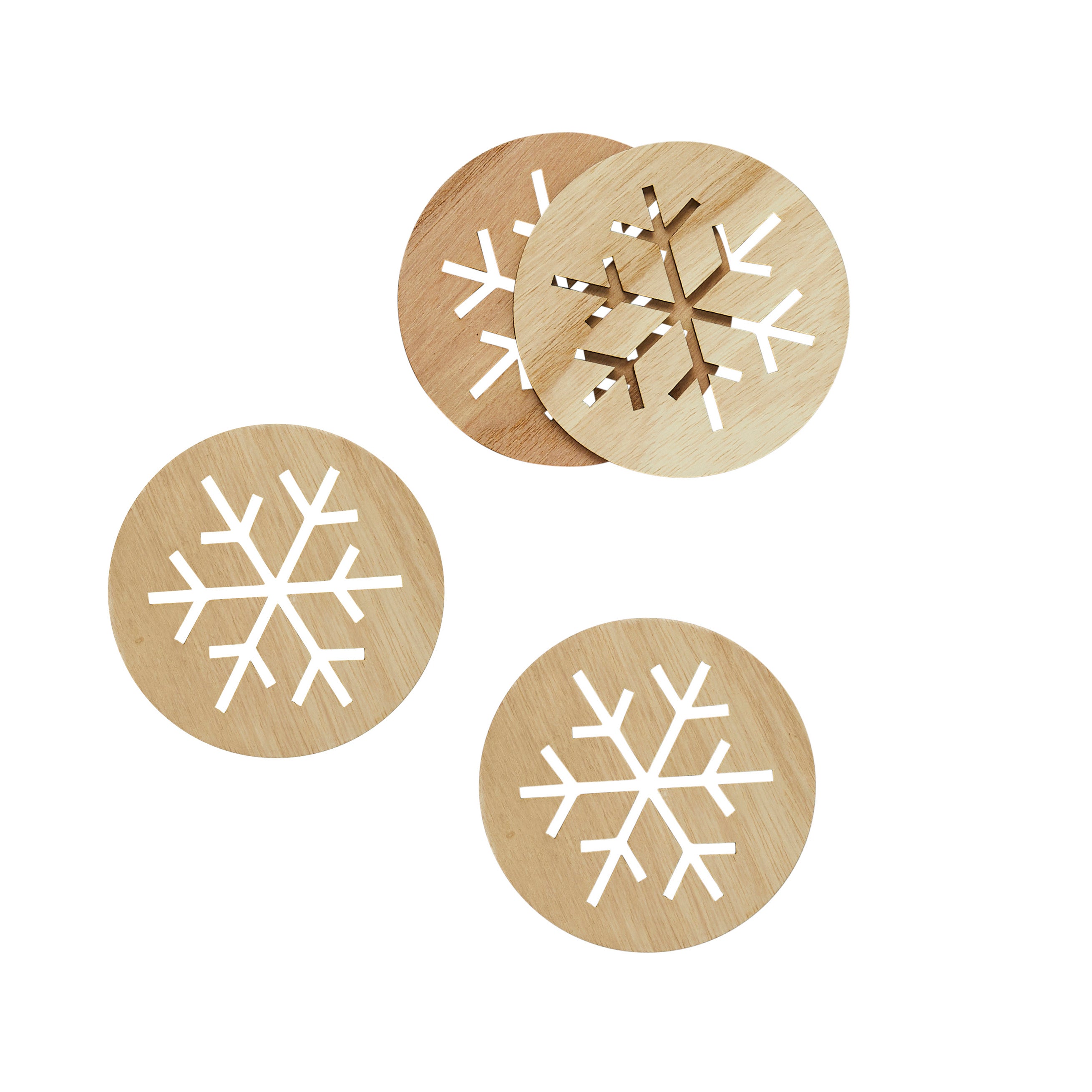 Wooden Christmas Coasters with a snowflake design | Proper Confetti