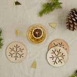 Wooden Christmas Coasters with a snowflake design | Proper Confetti