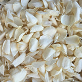 Close up of freeze dried large ivory rose petals