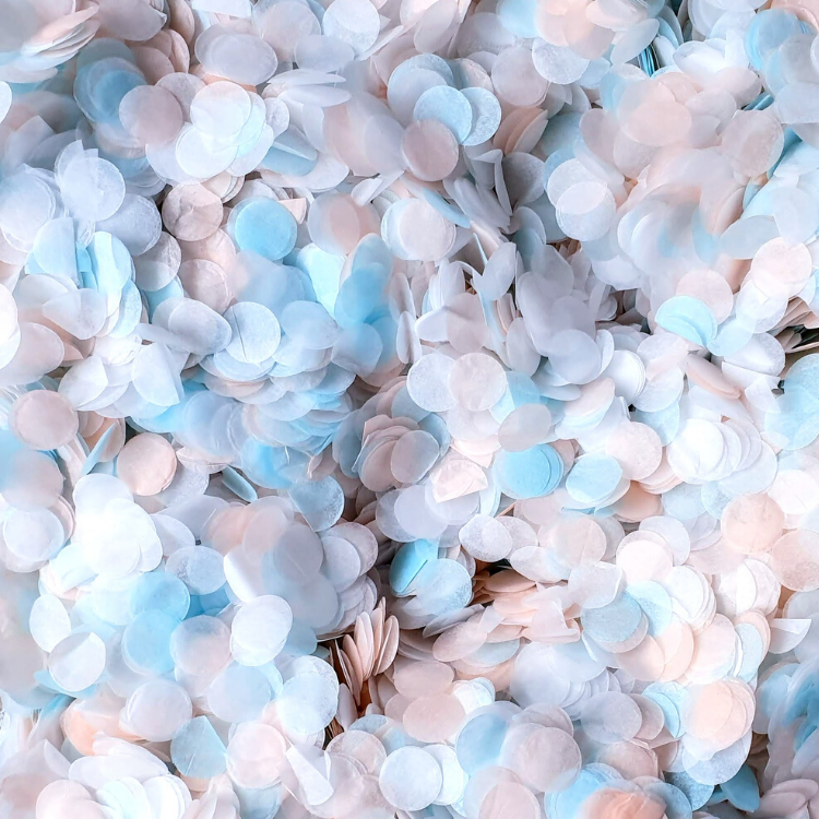 Peach, Blue and White Confetti Circles - Biodegradable Confetti by Proper Confetti