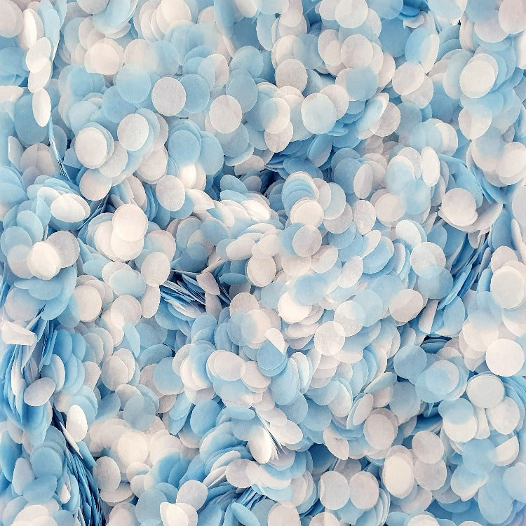 Biodegradable Paper Confetti - Dusty Blue & White Confetti Circles | Proper Confetti 