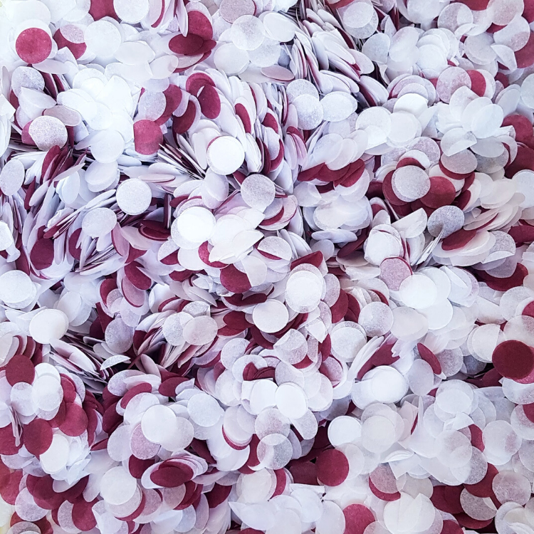 Burgundy & White Confetti Circles - properconfetti.myshopify.com