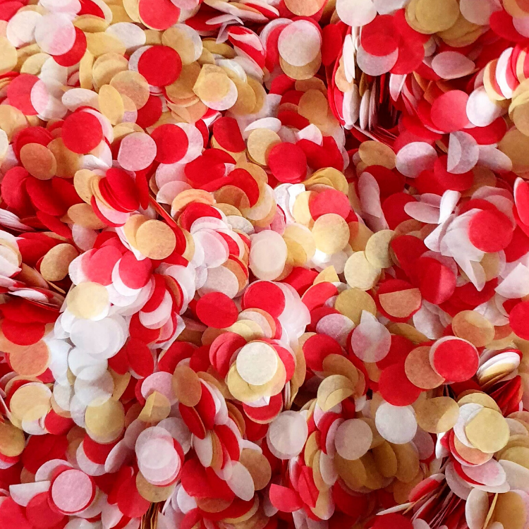 Red, Gold & White Confetti Circles - properconfetti.myshopify.com