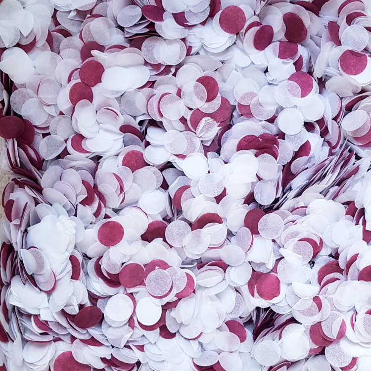 Burgundy & White Confetti Circles - properconfetti.myshopify.com