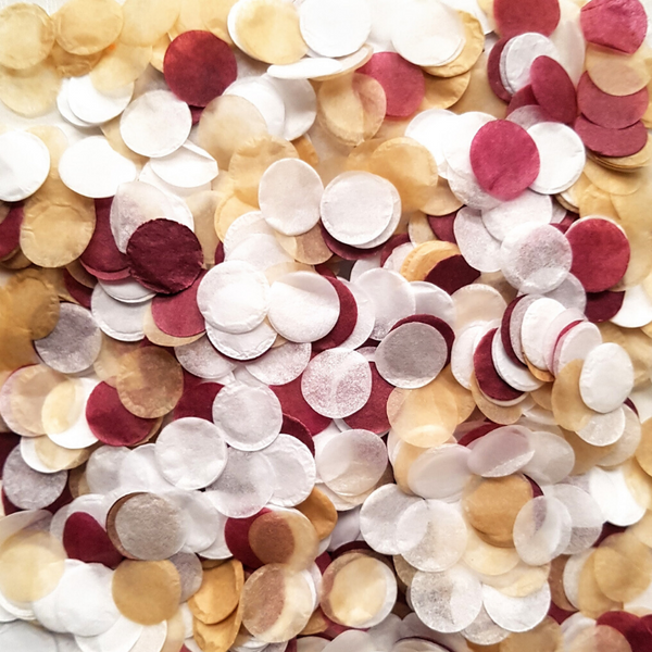 Burgundy, Gold & White Confetti Circles - properconfetti.myshopify.com