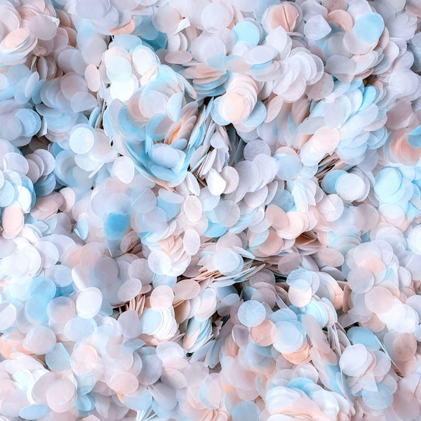 Peach, Blue and White Confetti Circles - Biodegradable Confetti by Proper Confetti
