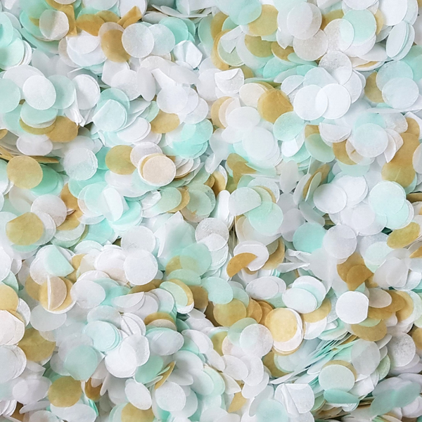 Gold, Mint Green & White Confetti Circles - properconfetti.myshopify.com