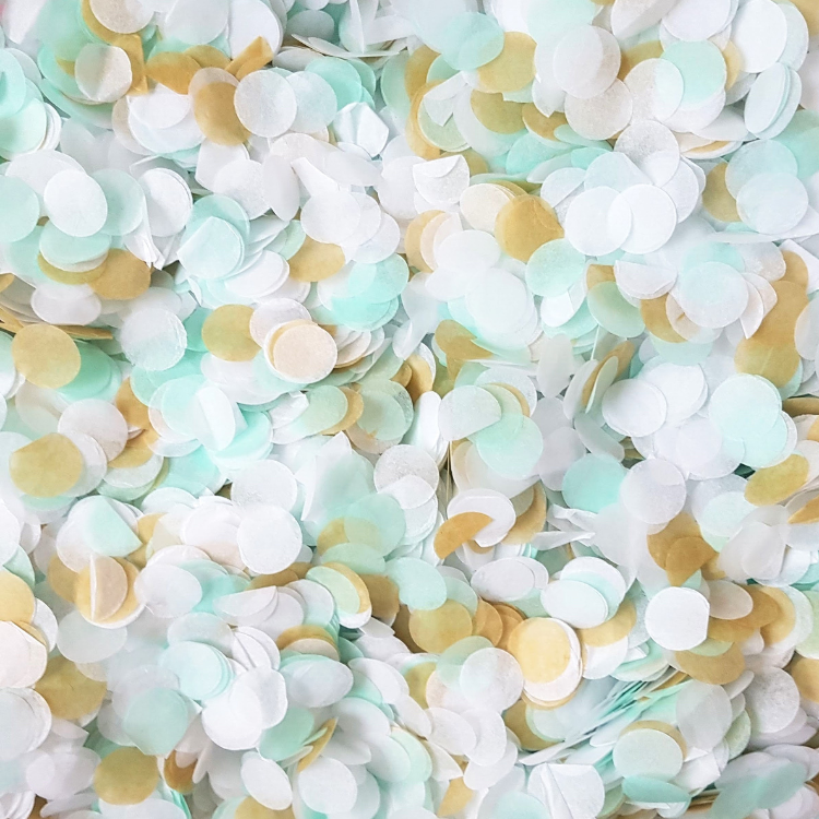 Proper Confetti | Gold. Mint Green & White Biodegradable Paper Confetti