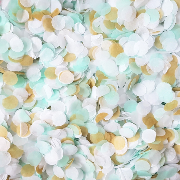 Gold, Mint Green & White Confetti Circles - properconfetti.myshopify.com