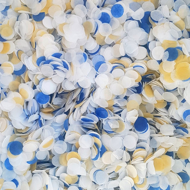 Navy Blue, Gold & White Confetti Circles - properconfetti.myshopify.com