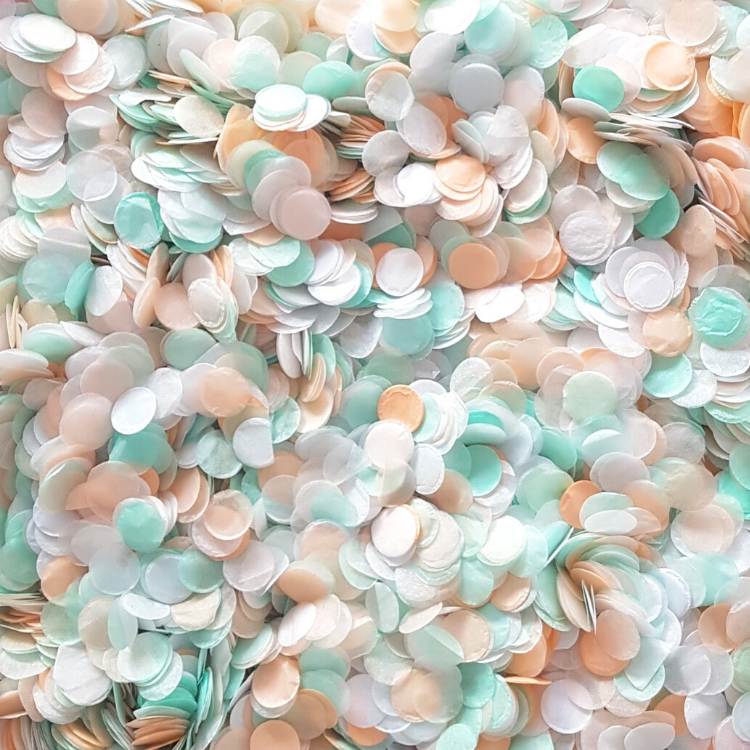 Peach, Mint Green & White Confetti Circles - properconfetti.myshopify.com