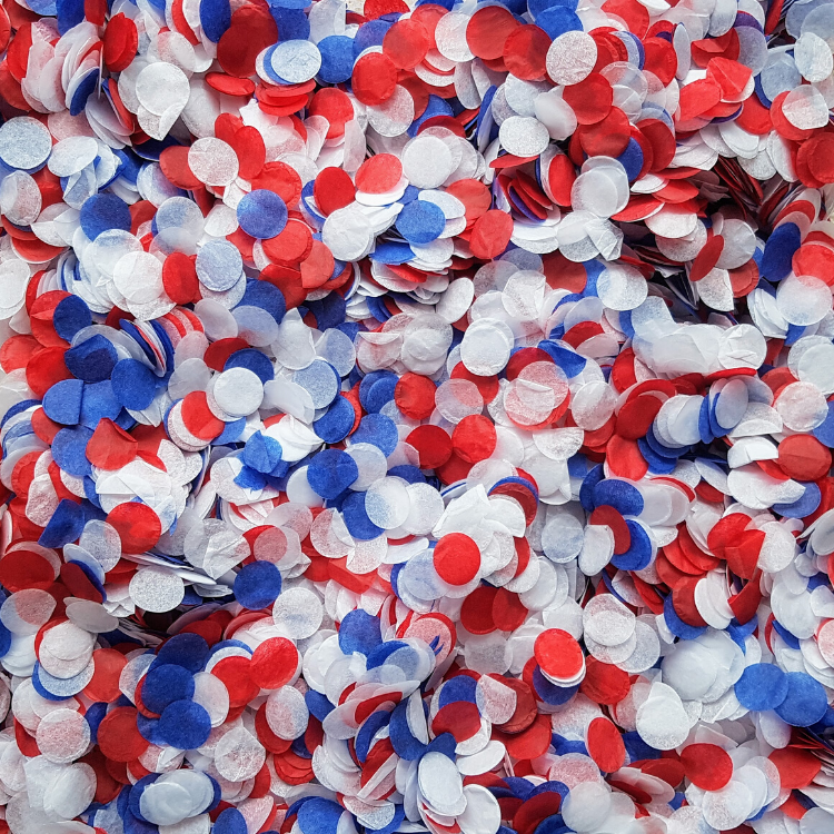Navy Blue, Red & White Confetti Circles - properconfetti.myshopify.com