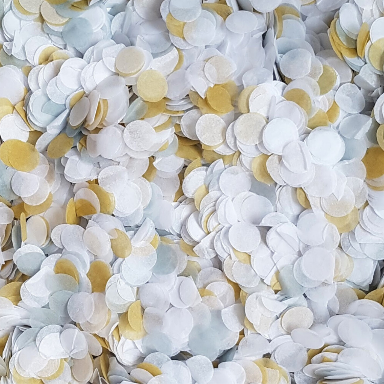 Gold, Silver & White Confetti Circles - properconfetti.myshopify.com