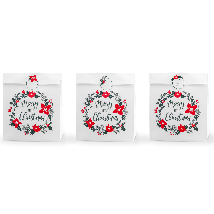White Eco Merry Christmas Gift Bag