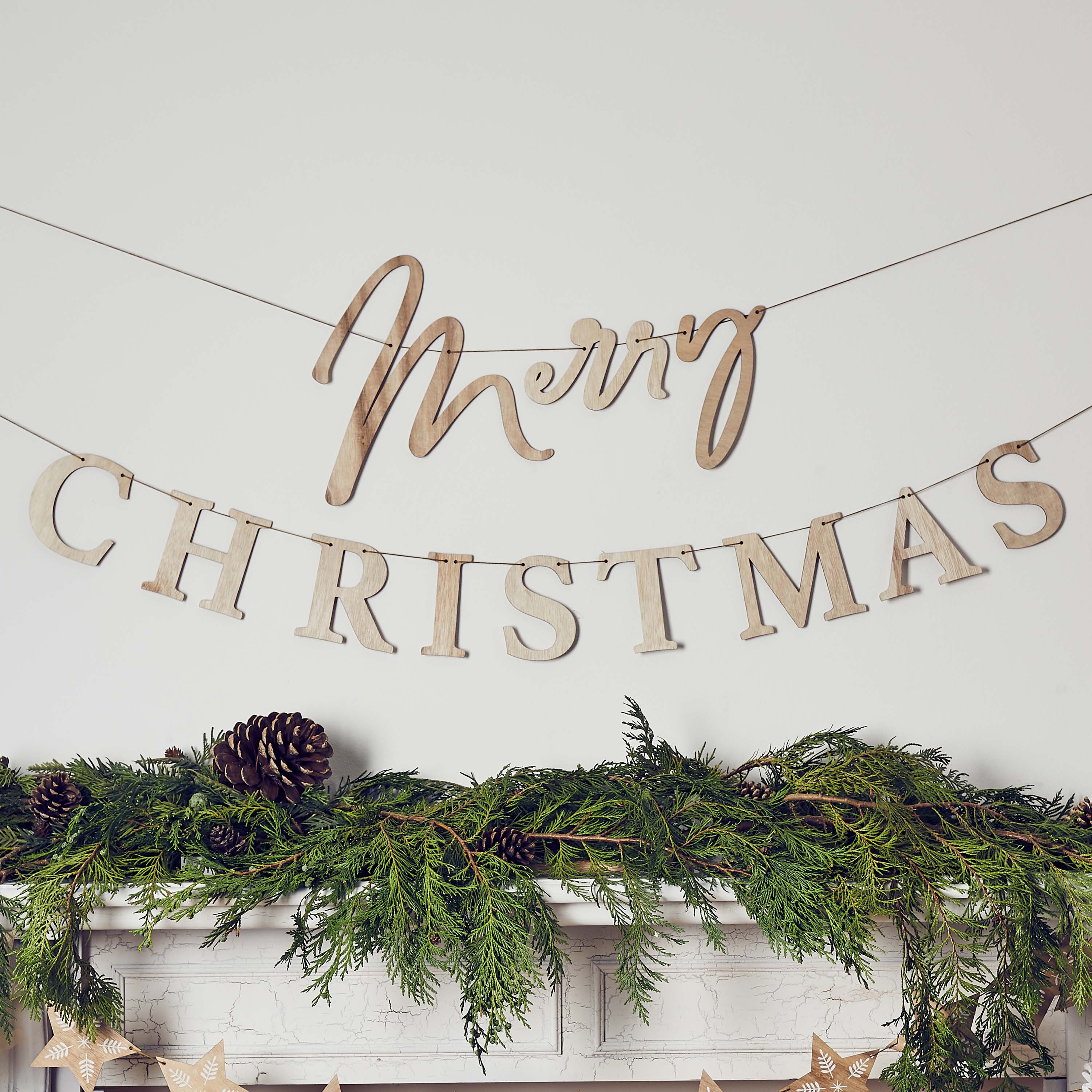 Wooden Christmas Bunting for Hanging