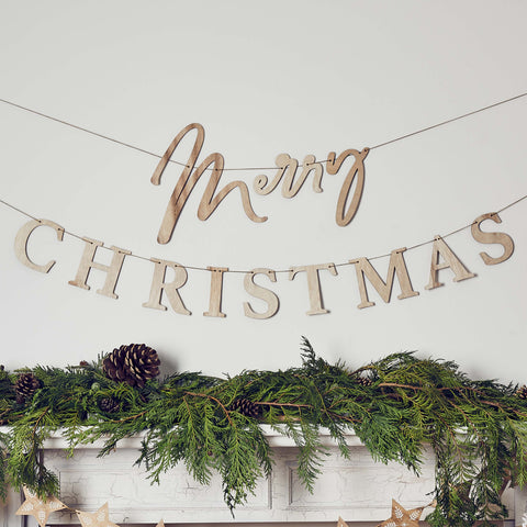 Wooden Christmas Bunting for Hanging