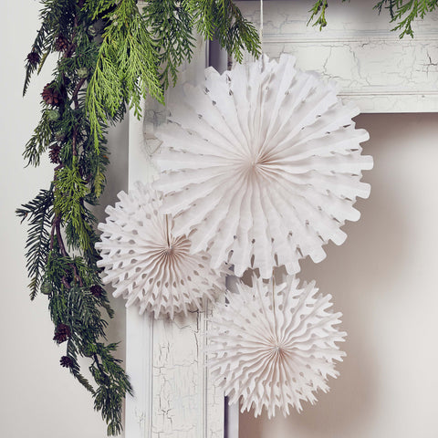 White Paper Snowflakes - Neutral Christmas Hanging Decor