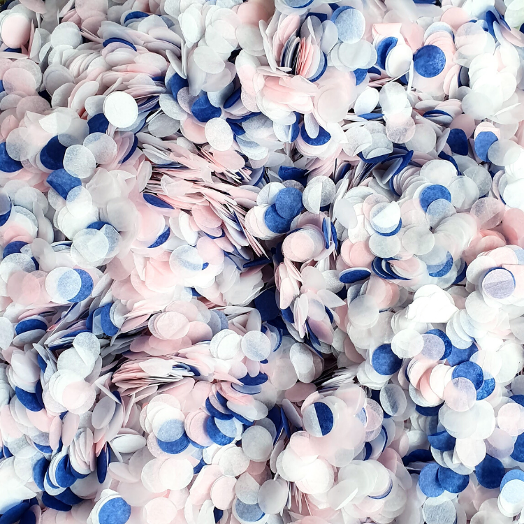 Navy Blue, Pink & White Confetti Circles - properconfetti.myshopify.com