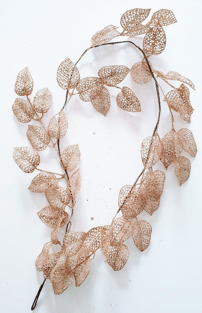 Champagne Festive Leaf Garland (150cm) - properconfetti.myshopify.com