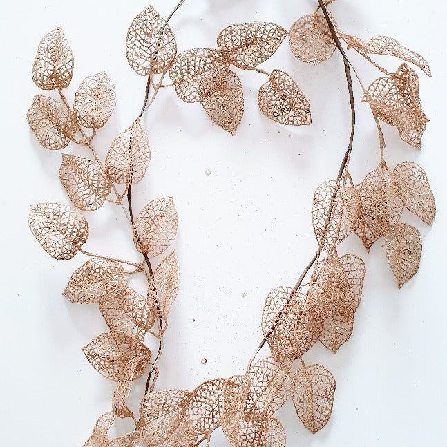 Champagne Festive Leaf Garland (150cm) - properconfetti.myshopify.com